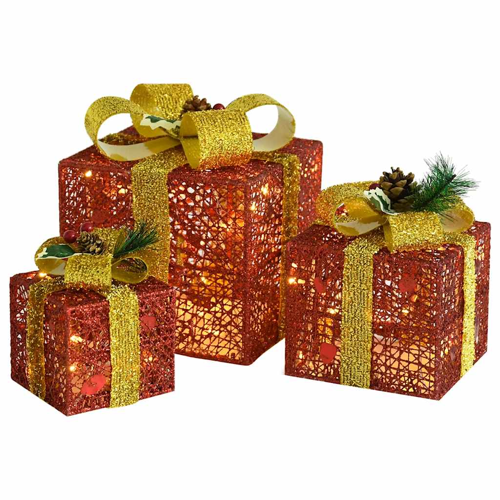 Boîtes-cadeaux de Noël décoratives 3 pcs Extérieur Intérieur - XIOS