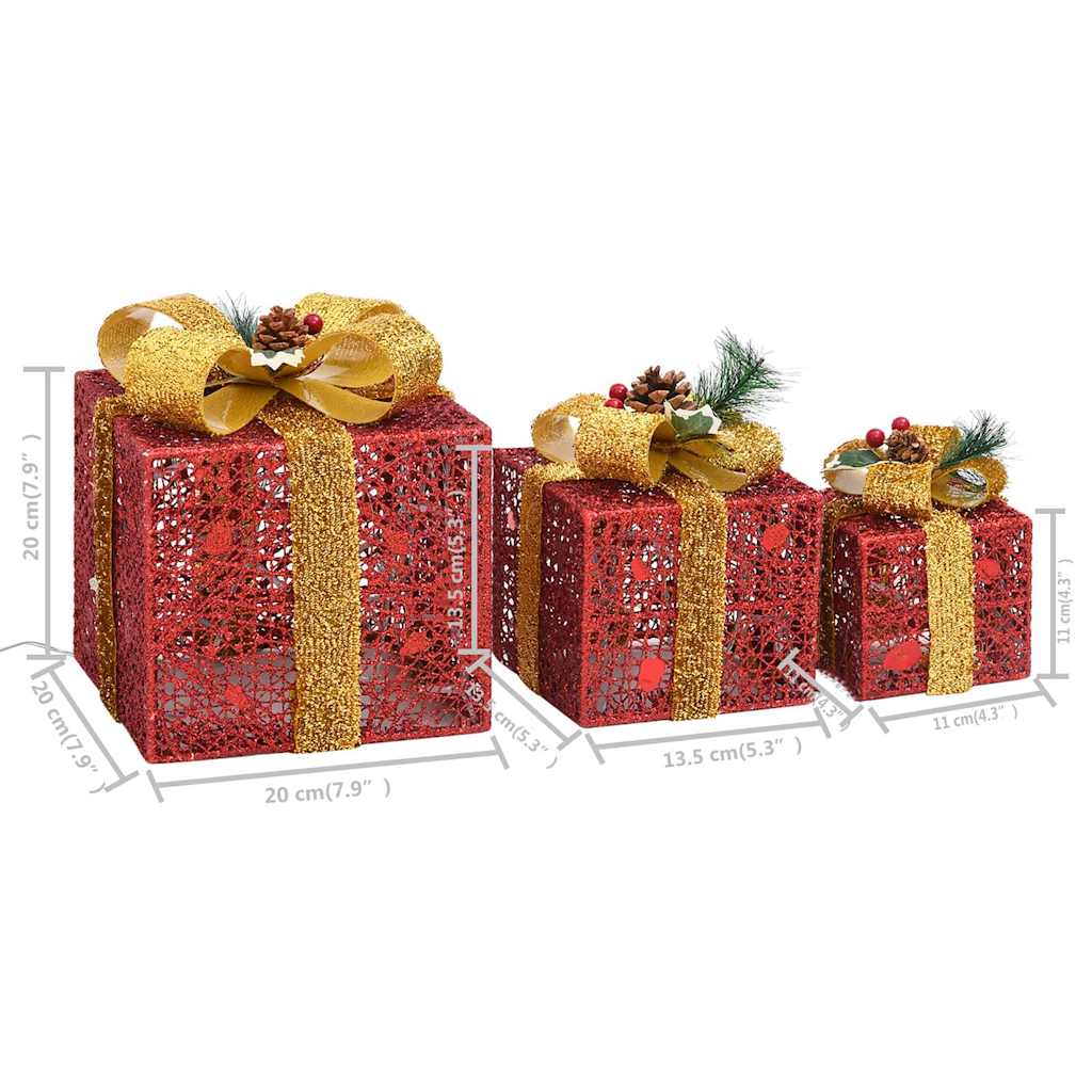 Boîtes-cadeaux de Noël décoratives 3 pcs Extérieur Intérieur - XIOS