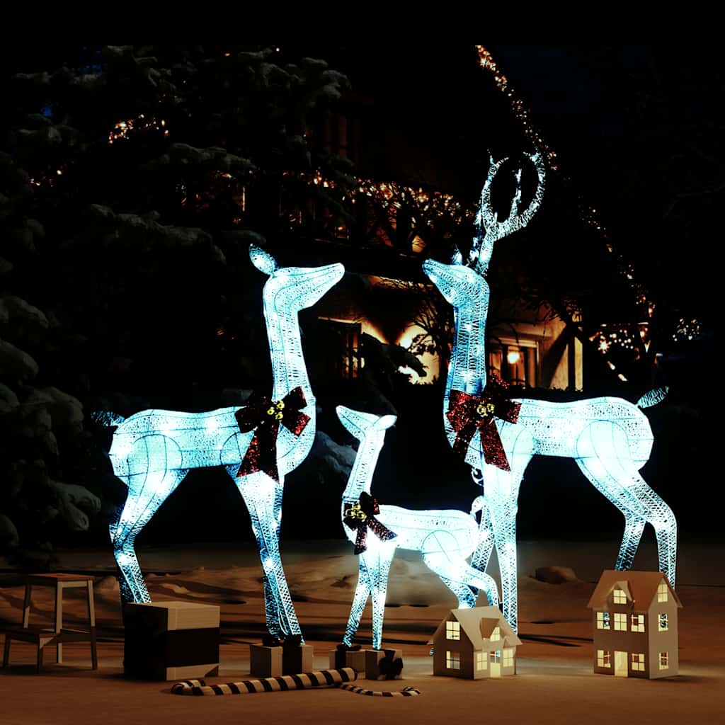 Décoration de Noël famille de rennes Blanc et argenté 201 LED - XIOS