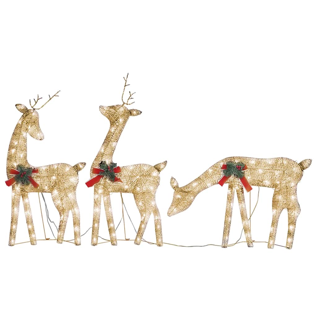 Famille de rennes de Noël 270x7x90 cm Doré Blanc chaud Maille - XIOS