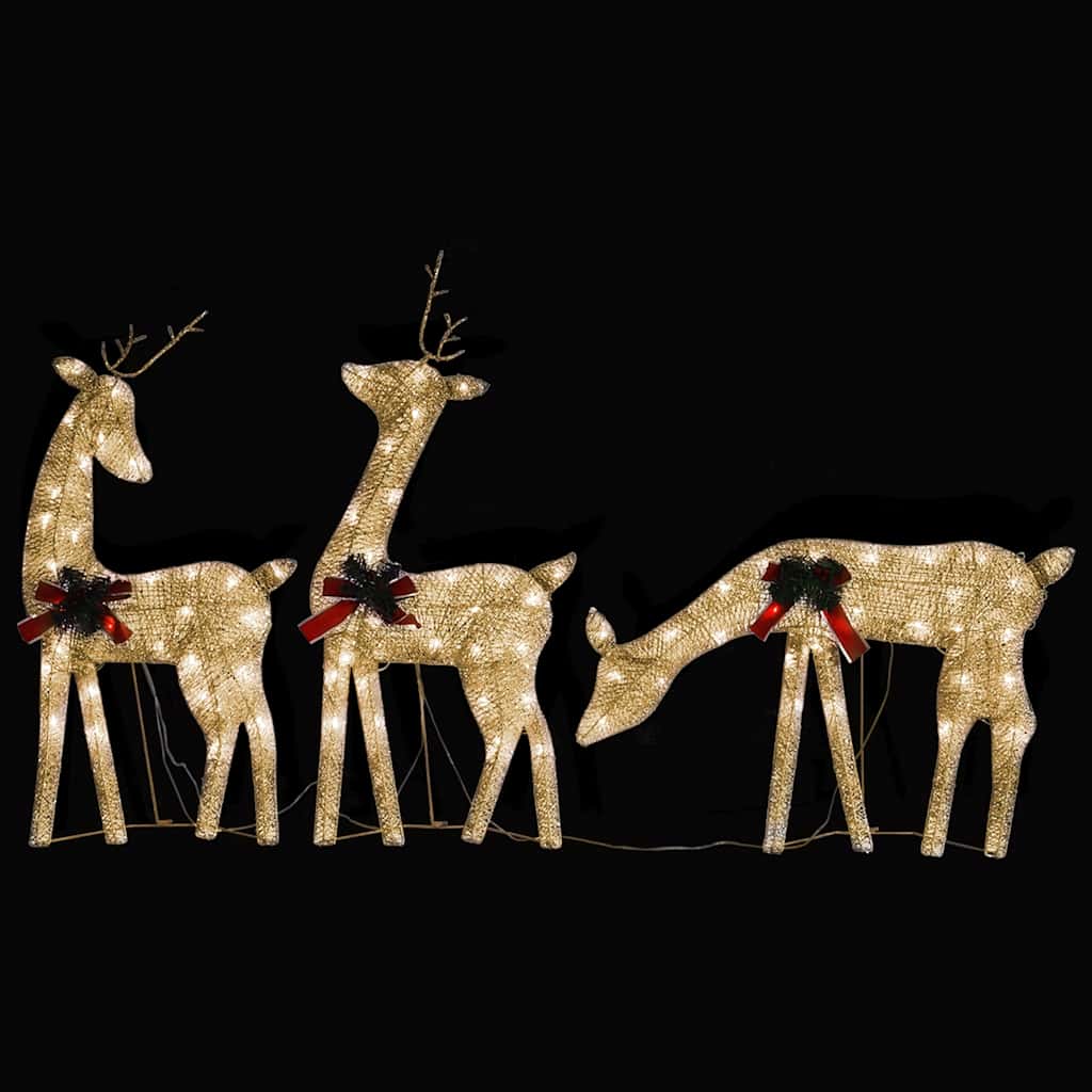 Famille de rennes de Noël 270x7x90 cm Doré Blanc chaud Maille - XIOS