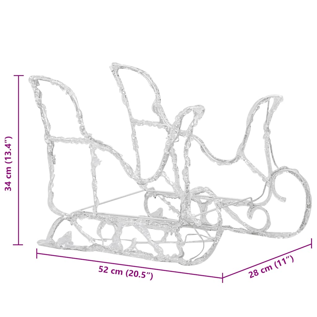 Décoration de Noël Rennes et traîneau 160 LED 130 cm Acrylique - XIOS