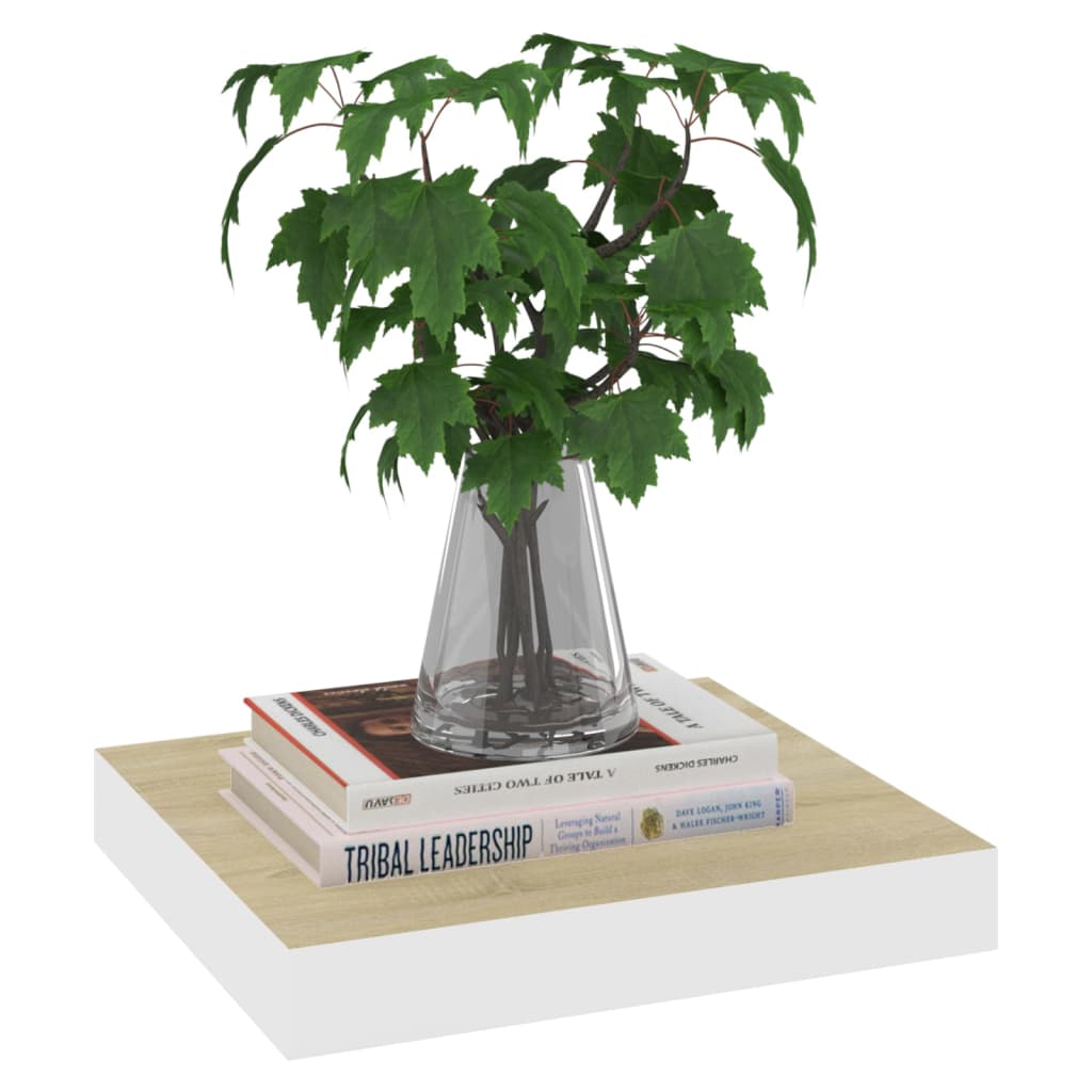 Étagères murales 4 pcs Chêne et blanc 23x23,5x3,8 cm MDF - XIOS