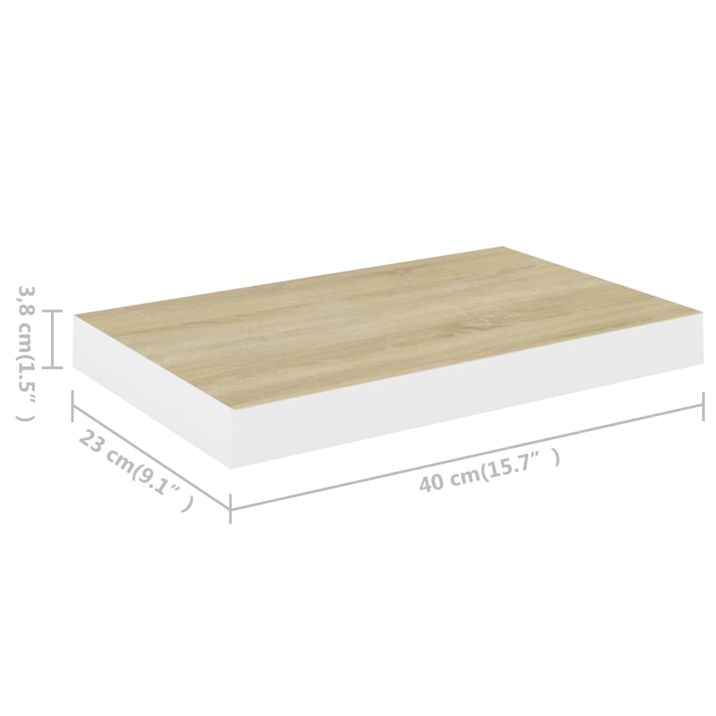 Étagère murale flottante Chêne et blanc 40x23x3,8 cm MDF - XIOS