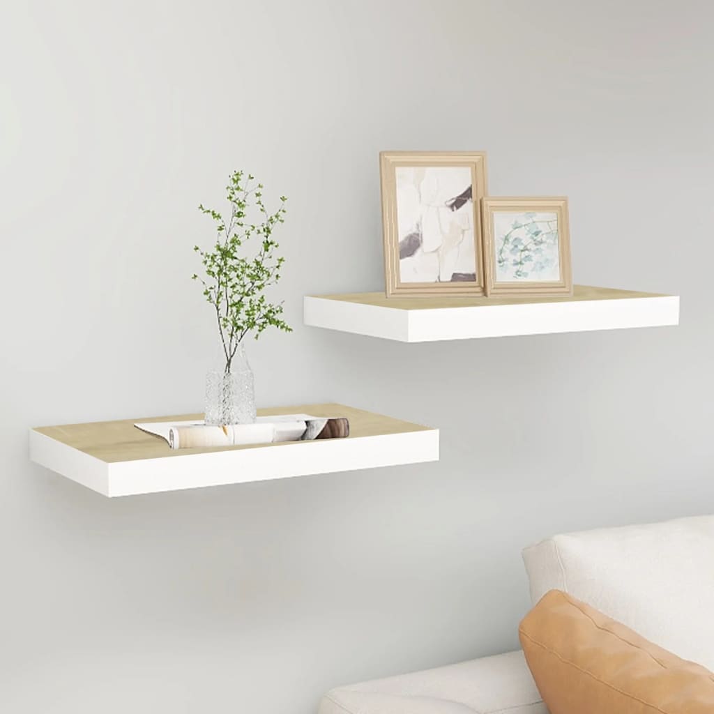Étagères flottantes 2 pcs Chêne et blanc 40x23x3,8 cm MDF - XIOS