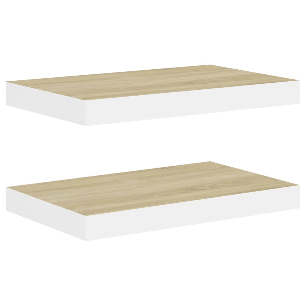 Étagères flottantes 2 pcs chêne et blanc 50x23x3,8 cm MDF - XIOS