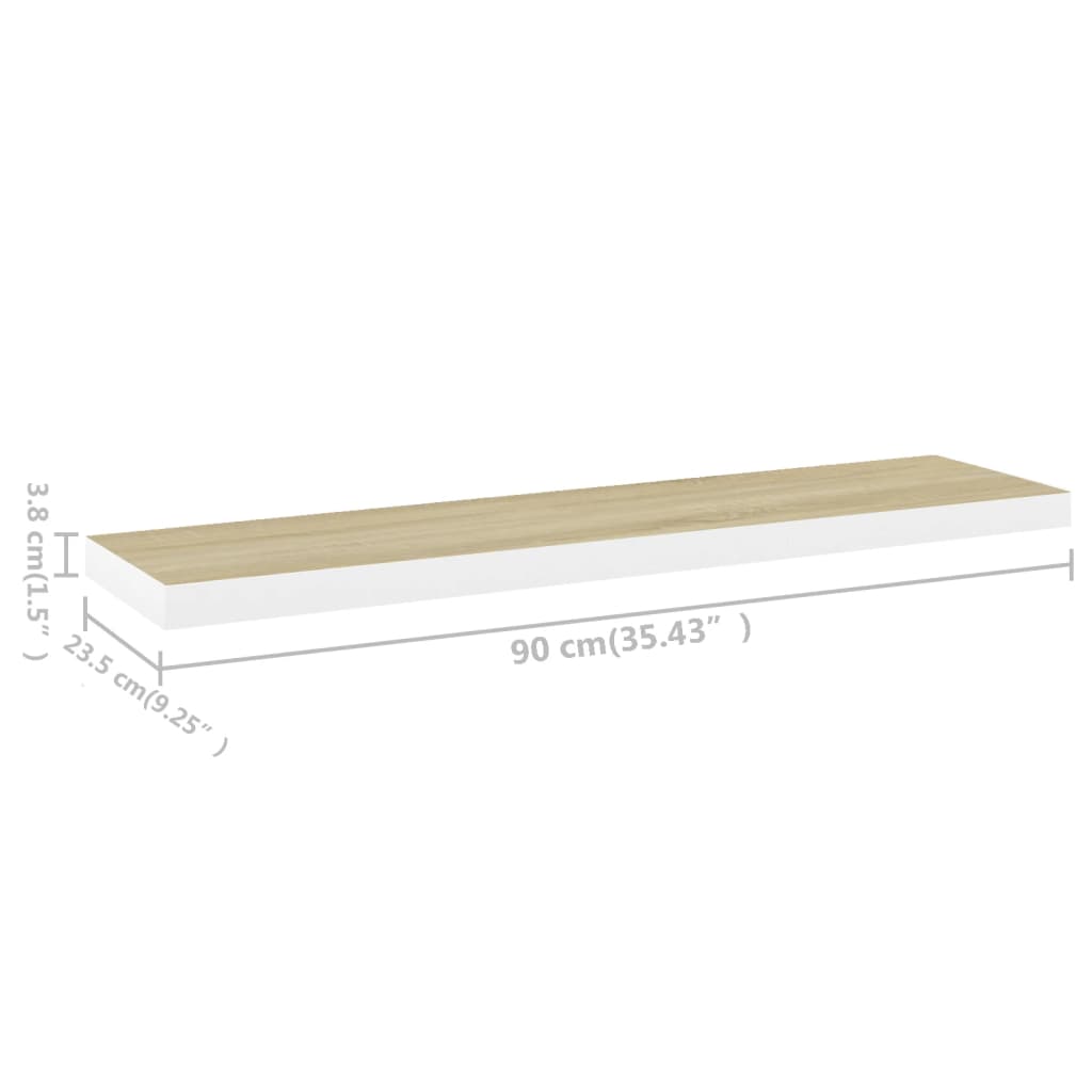 Étagère flottante murale Chêne et blanc 90x23,5x3,8 cm MDF - XIOS