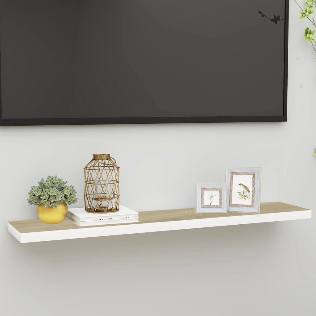 Étagère flottante murale chêne et blanc 120x23,5x3,8 cm MDF - XIOS