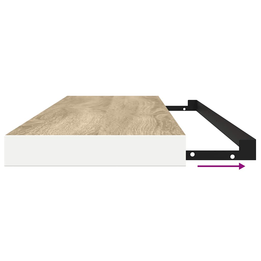 Étagères flottantes 2 pcs chêne et blanc 120x23,5x3,8 cm MDF - XIOS