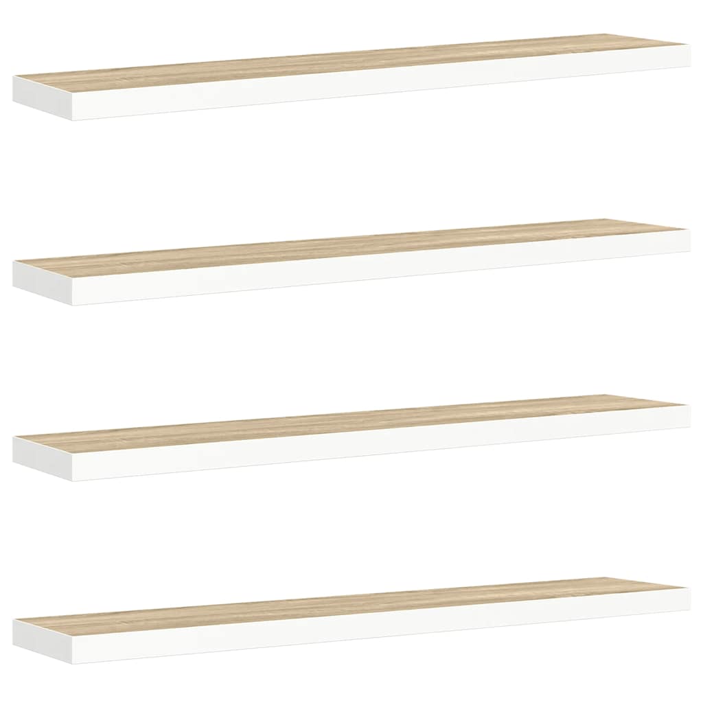 Étagères flottantes 4 pcs chêne et blanc 120x23,5x3,8 cm MDF - XIOS