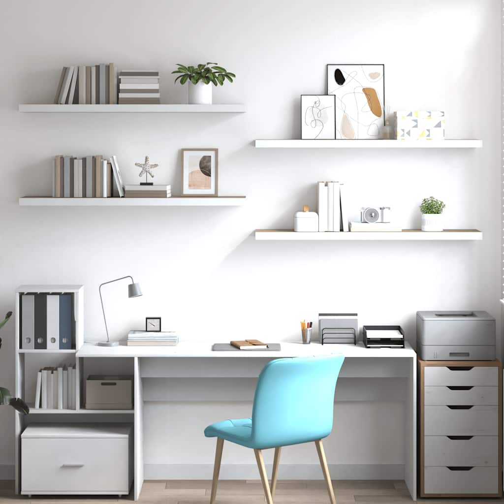 Étagères flottantes 4 pcs chêne et blanc 120x23,5x3,8 cm MDF - XIOS
