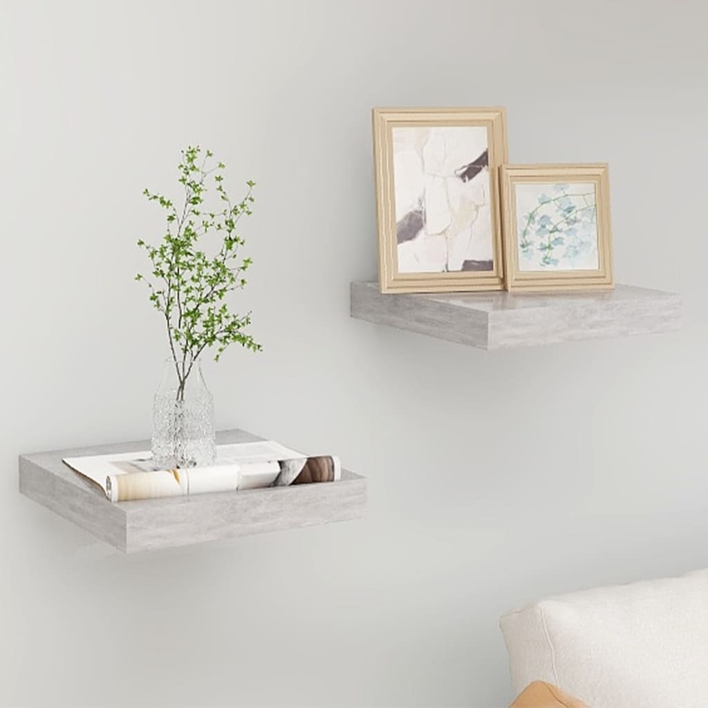 Étagères murales flottantes 2 pcs gris béton 23x23,5x3,8 cm MDF - XIOS