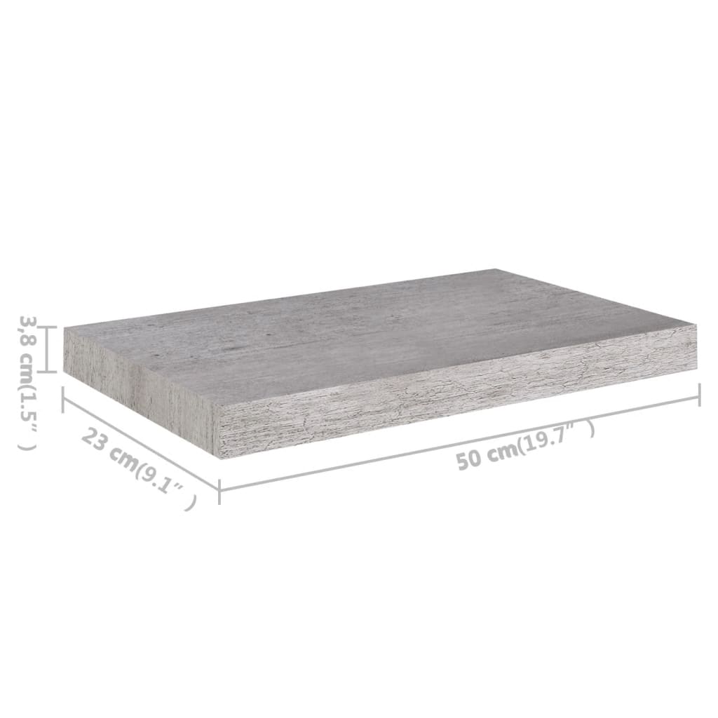 Étagère murale flottante gris béton 50x23x3,8 cm MDF - XIOS
