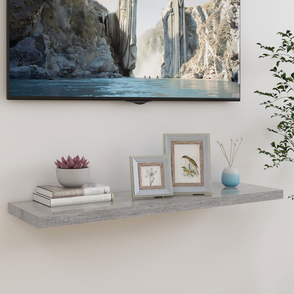 Étagère murale flottante Gris béton 90x23,5x3,8 cm MDF - XIOS