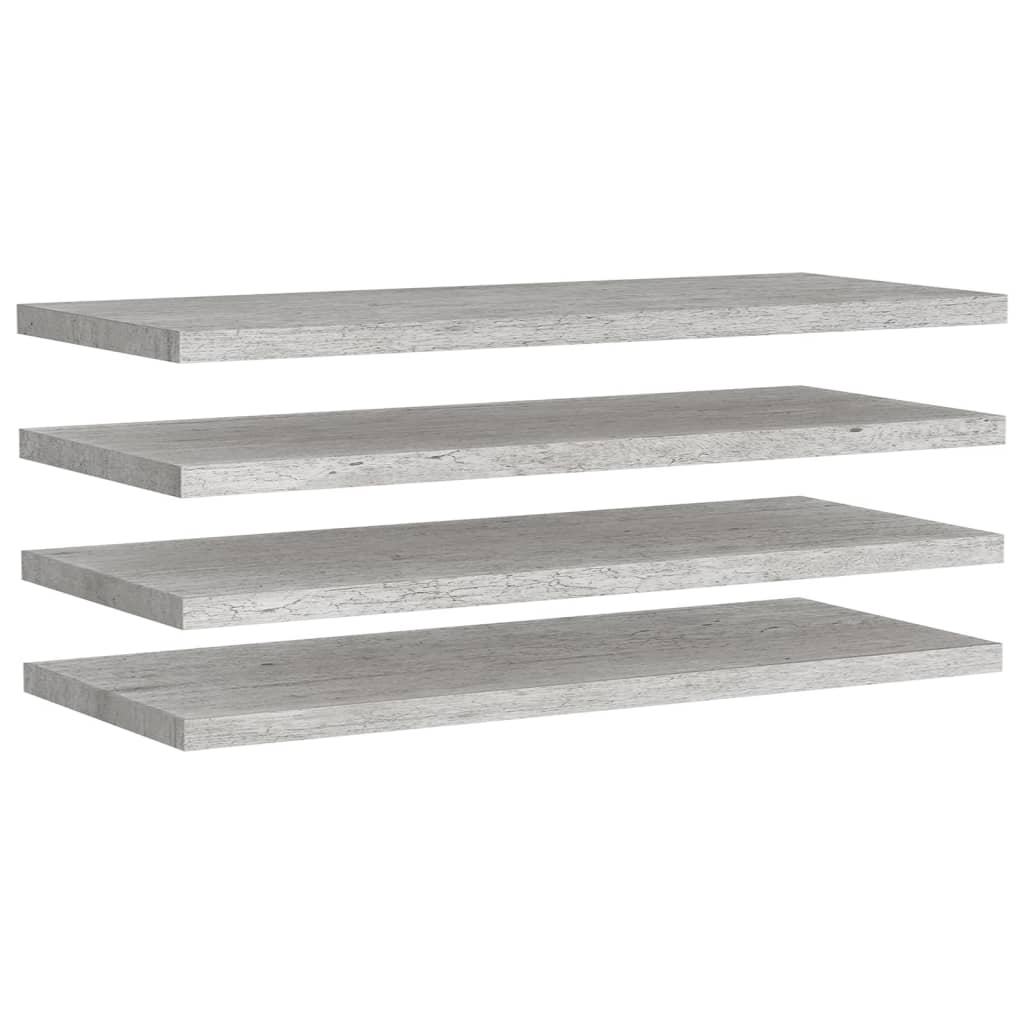 Étagères murales flottantes 4 pcs Gris béton 90x23,5x3,8cm MDF - XIOS