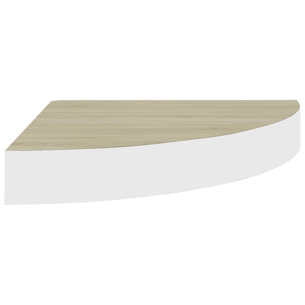 Étagères d'angle murales 4 pcs Chêne et blanc 25x25x3,8 cm MDF - XIOS