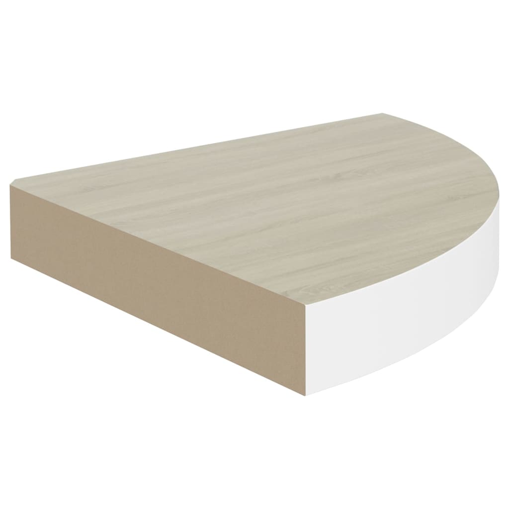 Étagère d'angle murale Chêne et blanc 35x35x3,8 cm MDF - XIOS