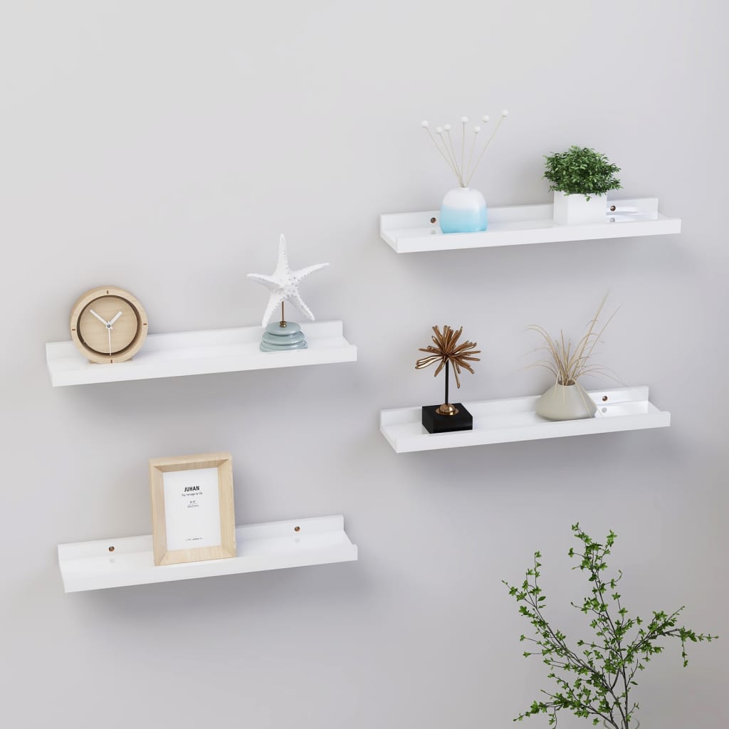 Étagères murales 4 pcs Blanc brillant 40x9x3 cm - XIOS