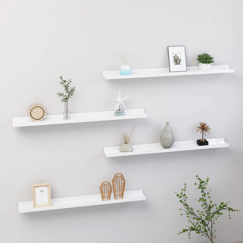 Étagères murales 4 pcs Blanc brillant 80x9x3 cm - XIOS