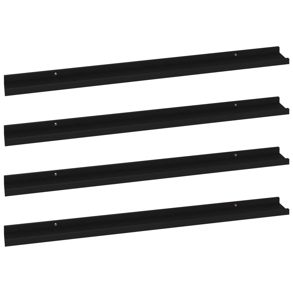 Étagères murales 4 pcs Noir 100x9x3 cm Étagères murales & corniches vidaXL