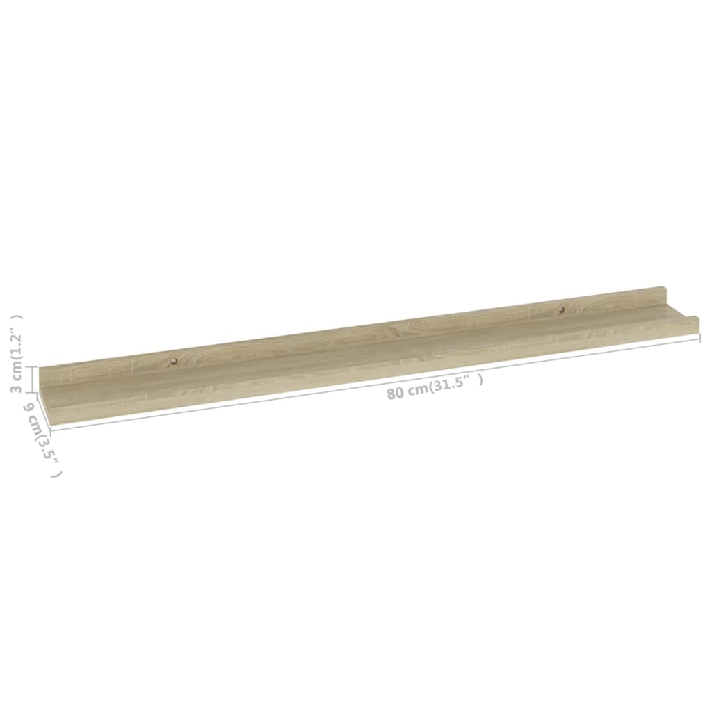 Étagères murales 2 pcs chêne sonoma 80x9x3 cm - XIOS