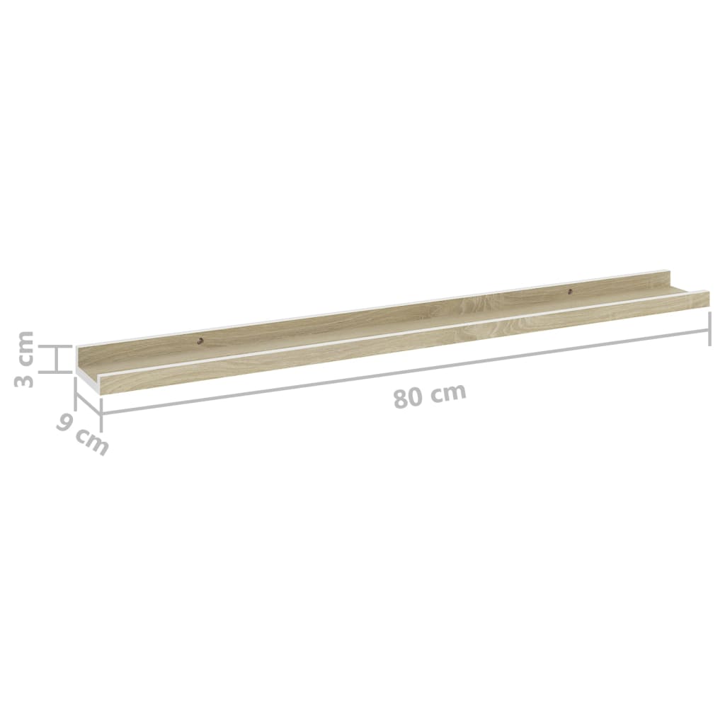 Étagères murales 2 pcs blanc et chêne sonoma 80x9x3 cm - XIOS