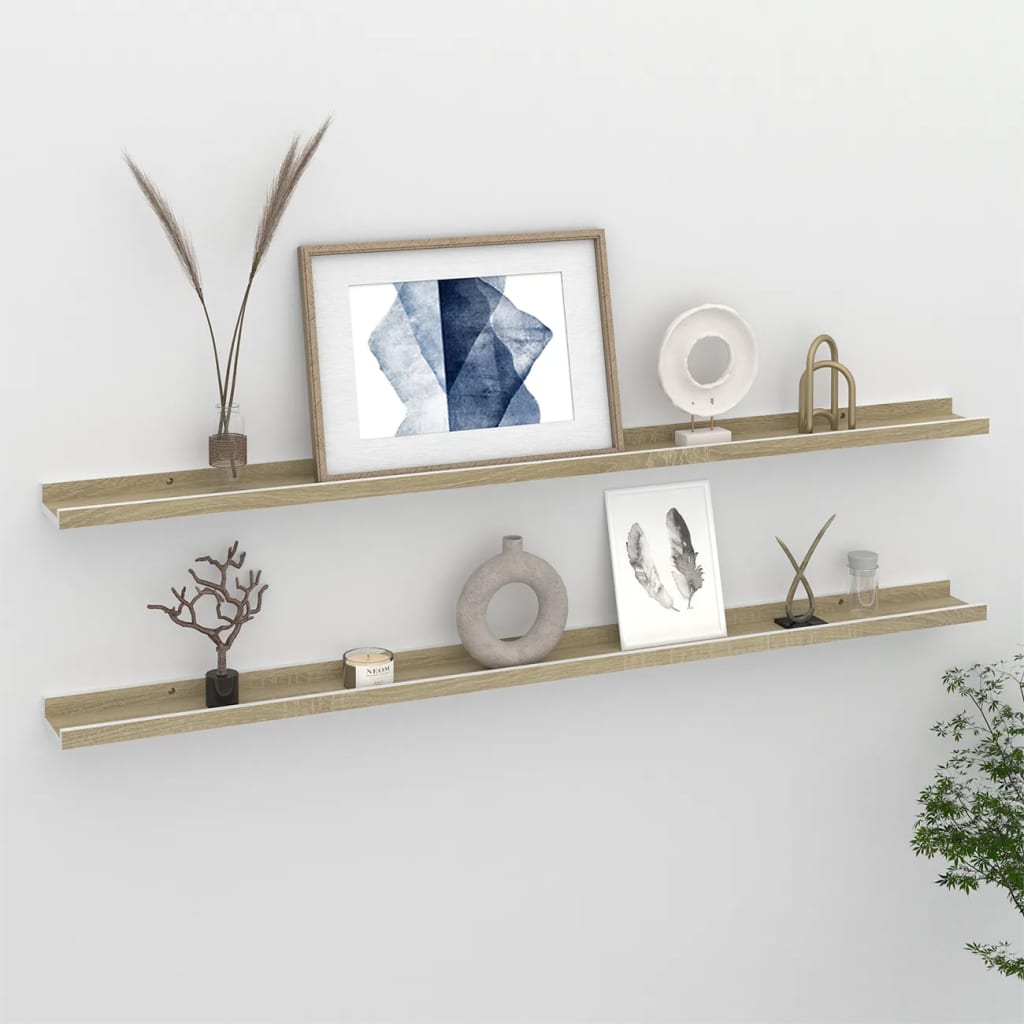 Étagères murales 2 pcs blanc et chêne sonoma 115x9x3 cm - XIOS