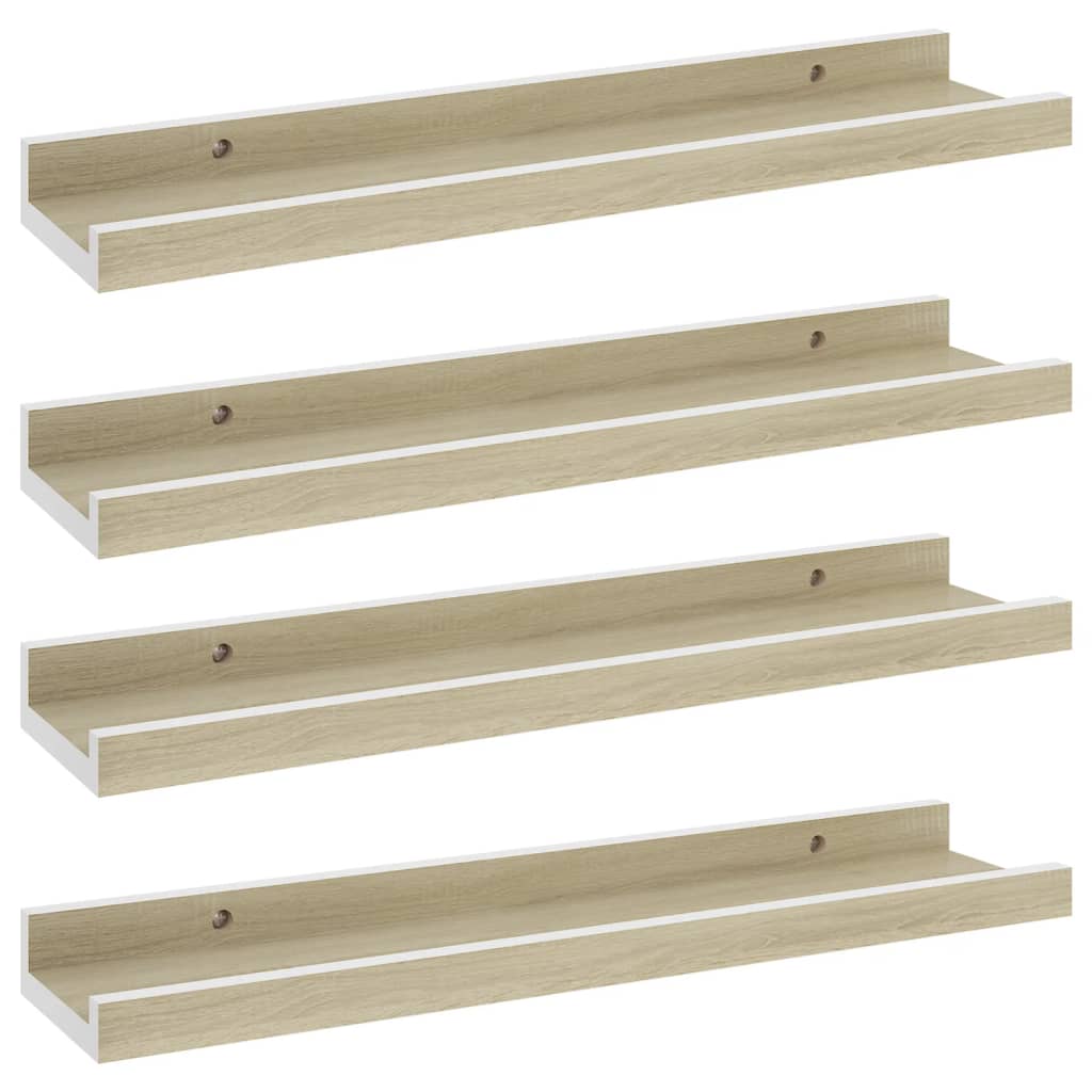 Étagères murales 4 pcs blanc et chêne sonoma 40x9x3 cm - XIOS