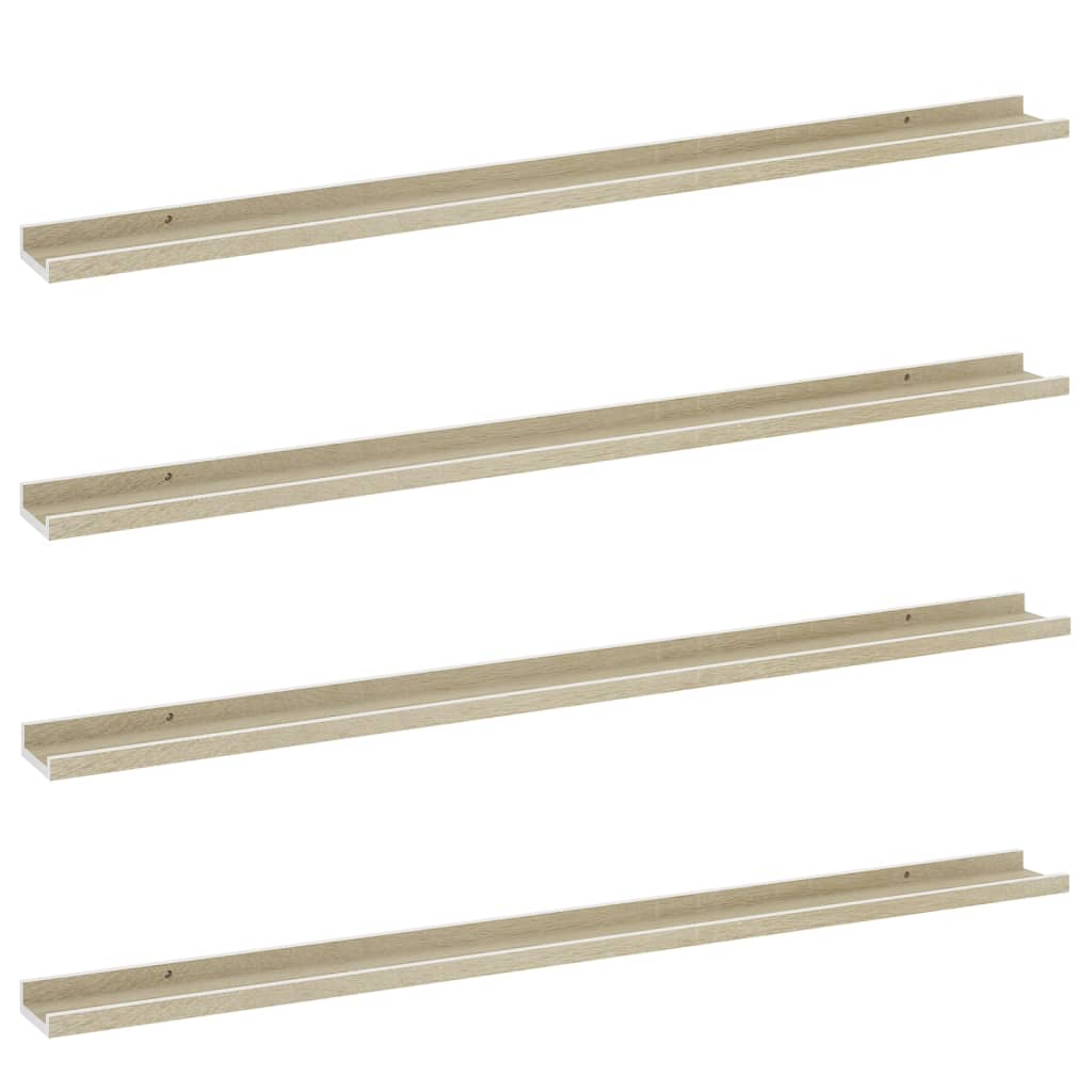 Étagères murales 4 pcs blanc et chêne sonoma 115x9x3 cm - XIOS