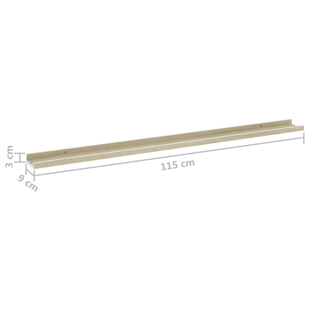 Étagères murales 4 pcs blanc et chêne sonoma 115x9x3 cm - XIOS