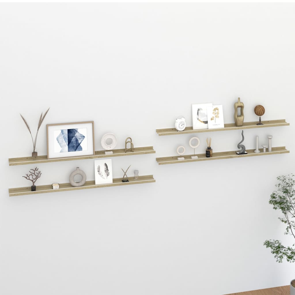 Étagères murales 4 pcs blanc et chêne sonoma 115x9x3 cm - XIOS