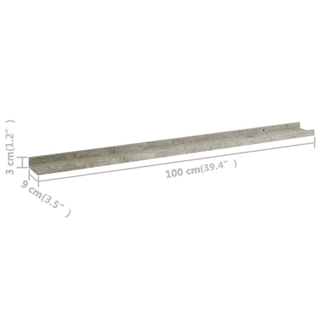 Étagères murales 2 pcs Gris béton 100x9x3 cm - XIOS
