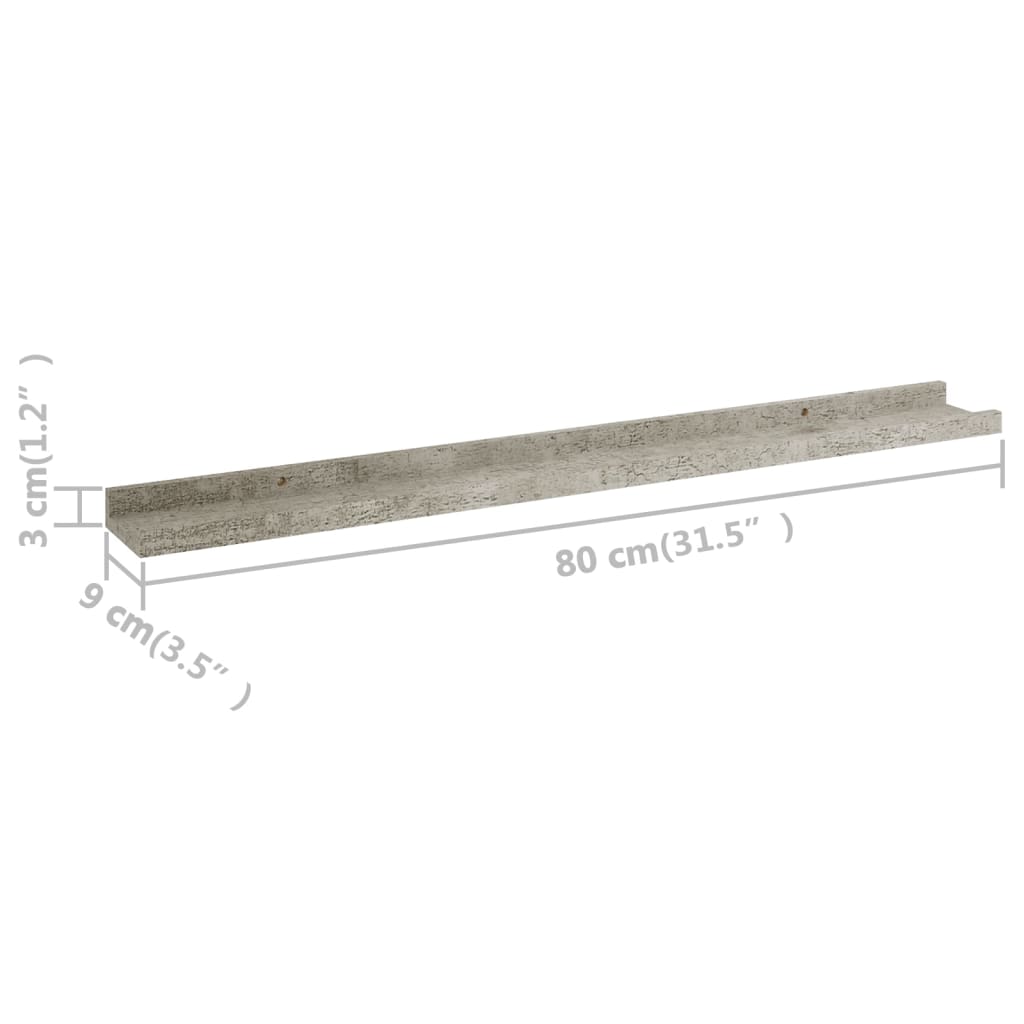 Étagères murales 4 pcs Gris béton 80x9x3 cm - XIOS