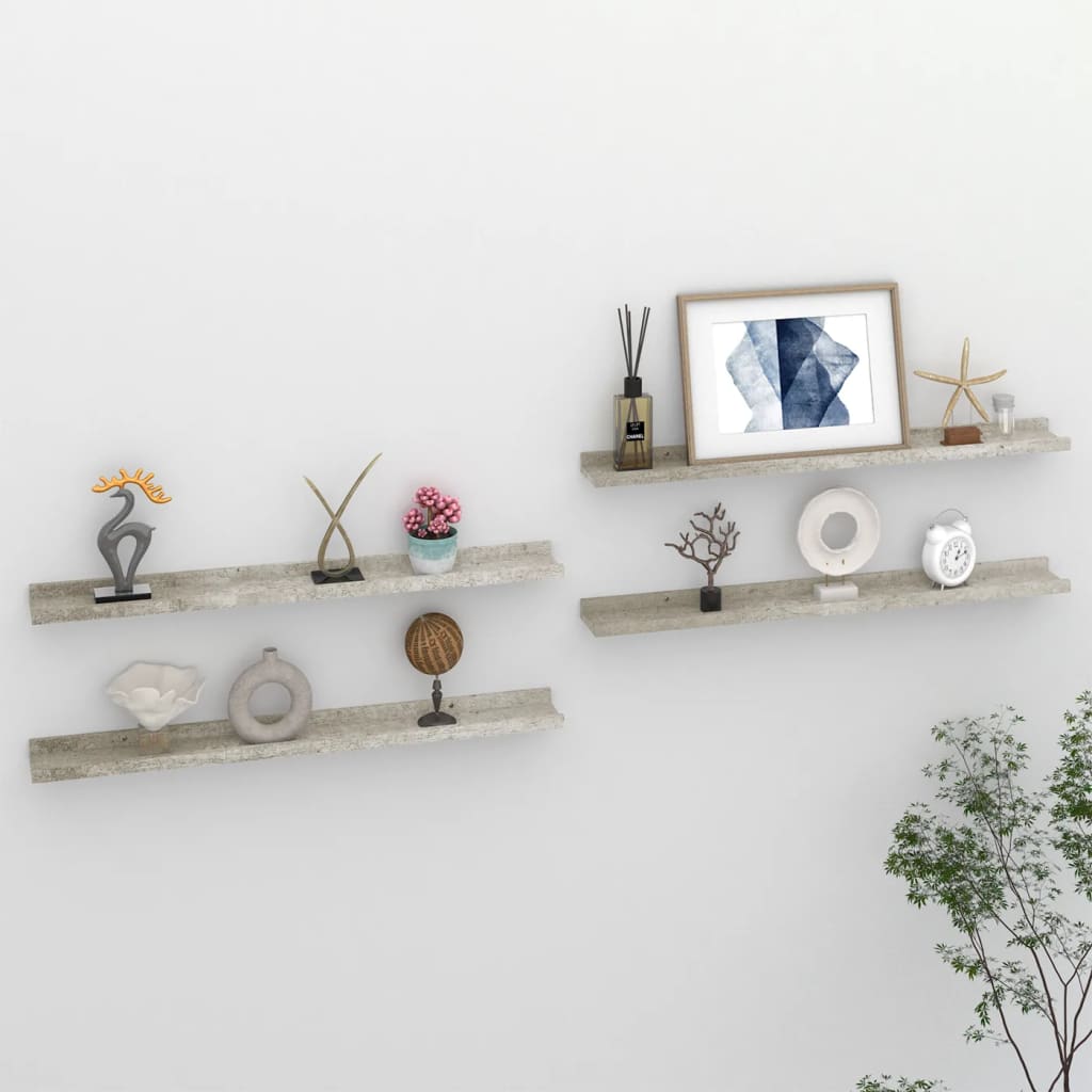 Étagères murales 4 pcs Gris béton 80x9x3 cm - XIOS