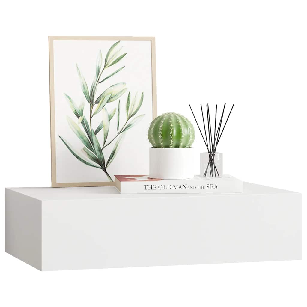 Étagère à tiroir murale Blanc 40x23,5x10 cm MDF - XIOS