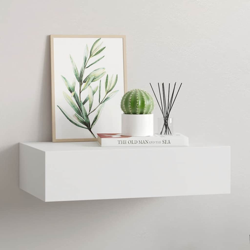 Étagère à tiroir murale Blanc 40x23,5x10 cm MDF - XIOS