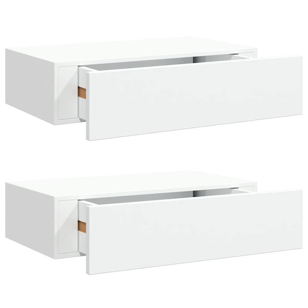 Étagères à tiroirs murales 2 pcs Blanc 40x23,5x10 cm MDF - XIOS