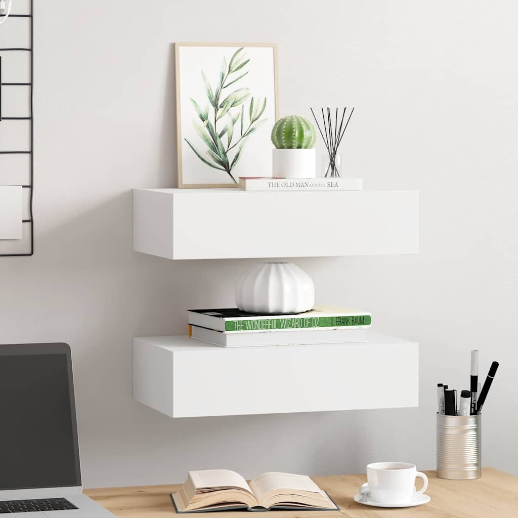 Étagères à tiroirs murales 2 pcs Blanc 40x23,5x10 cm MDF - XIOS