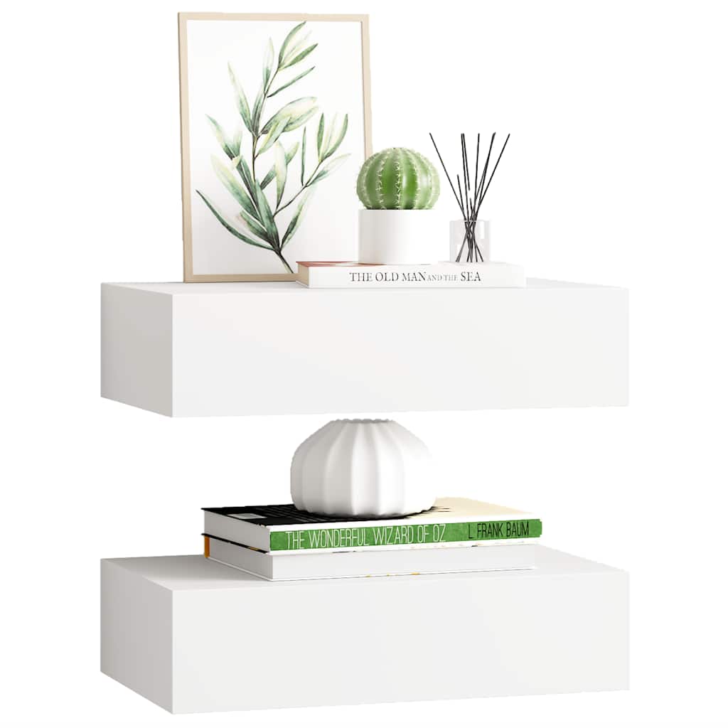 Étagères à tiroirs murales 2 pcs Blanc 40x23,5x10 cm MDF - XIOS
