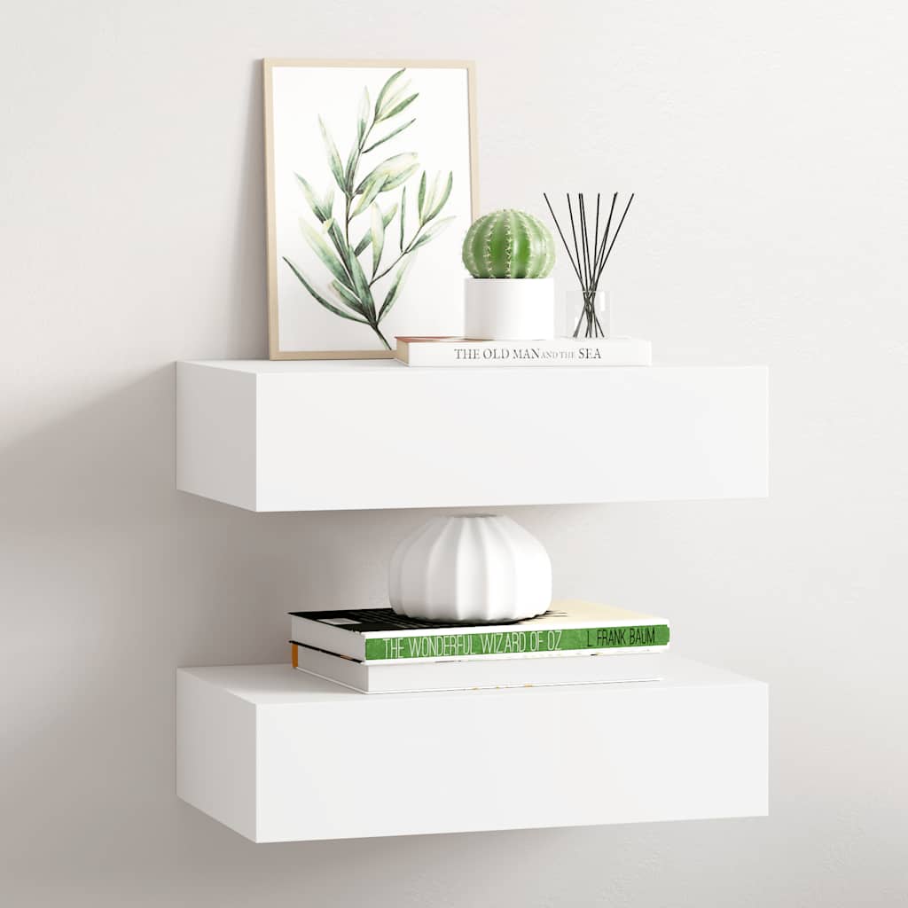 Étagères à tiroirs murales 2 pcs Blanc 40x23,5x10 cm MDF - XIOS