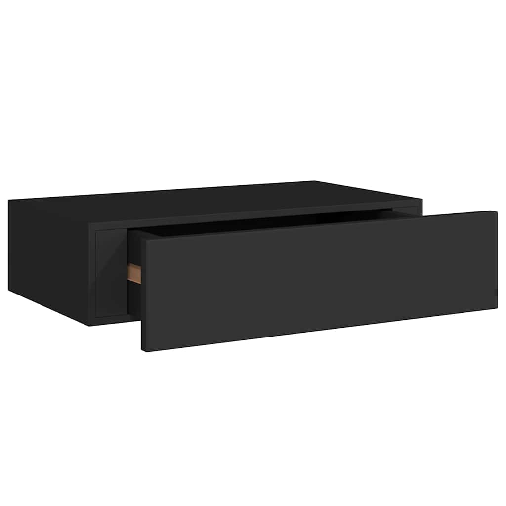 Étagère à tiroir murale noir 40x23,5x10 cm MDF - XIOS