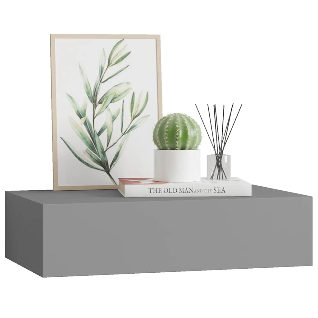 Étagère à tiroir murale gris 40x23,5x10 cm MDF - XIOS