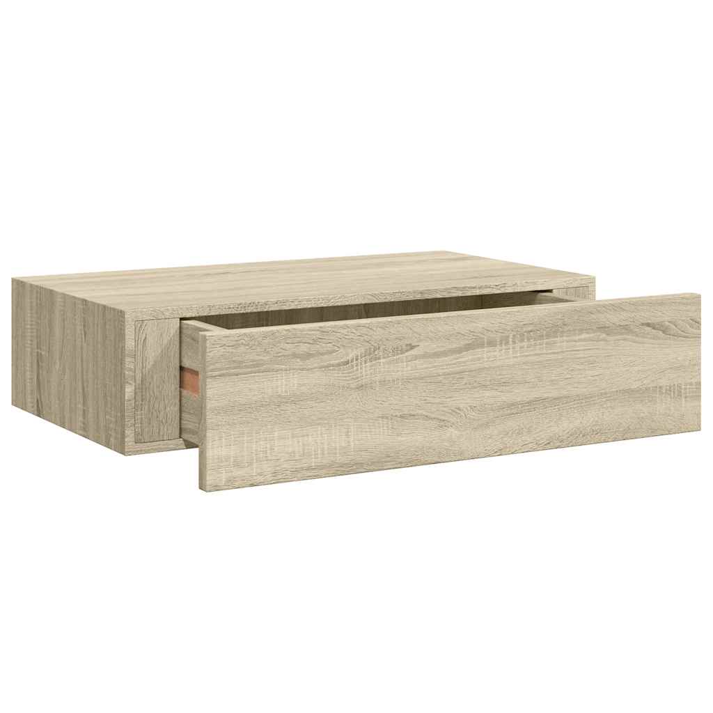 Étagère à tiroir murale chêne 40x23,5x10 cm MDF - XIOS