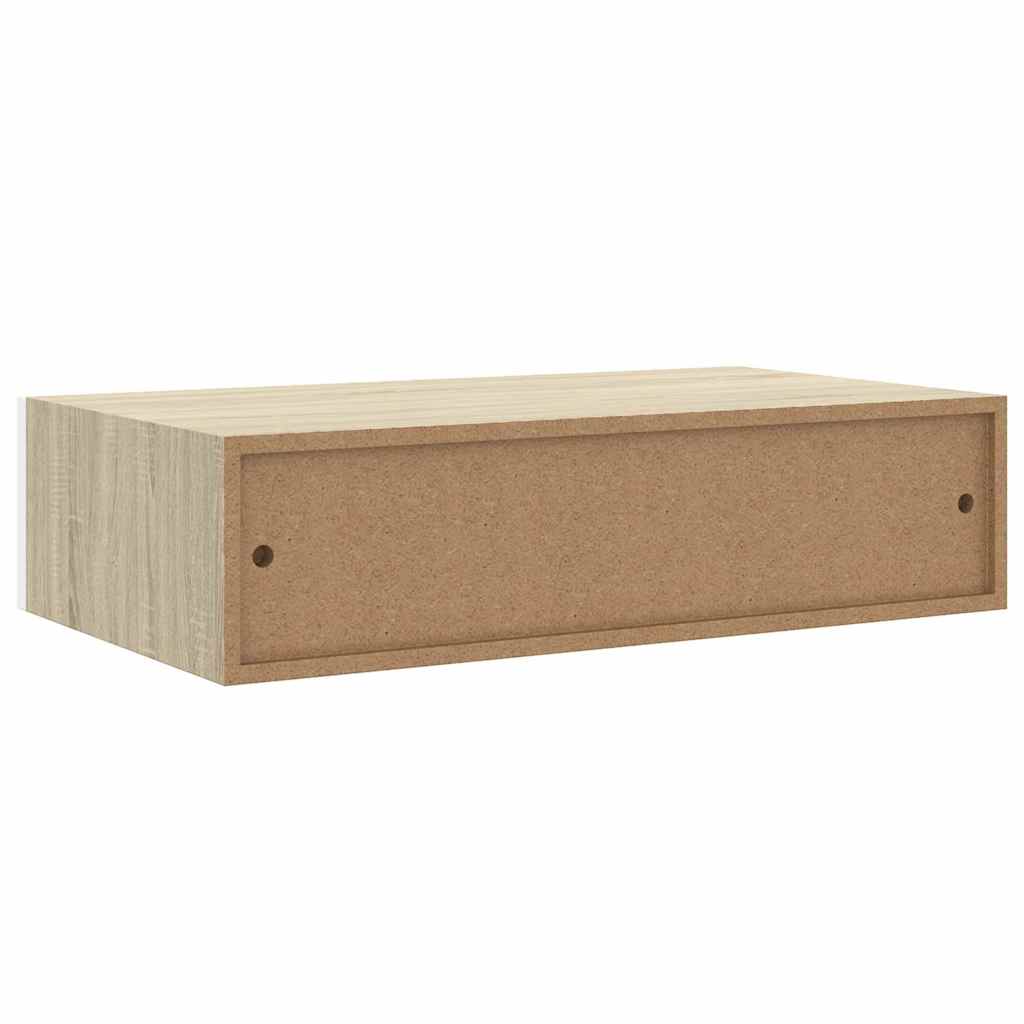 Étagère murale à tiroirs en chêne et blanc 40 x 23,5 x 10 cm MDF - XIOS