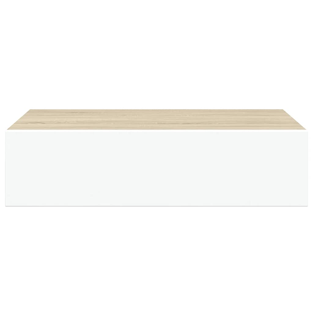 Étagères à tiroir murales 2 pcs Chêne et blanc 40x23,5x10cm MDF - XIOS