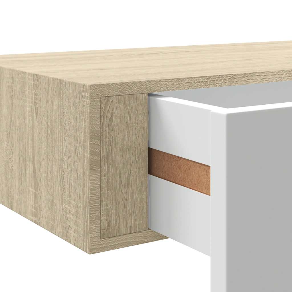Étagères à tiroir murales 2 pcs Chêne et blanc 40x23,5x10cm MDF - XIOS