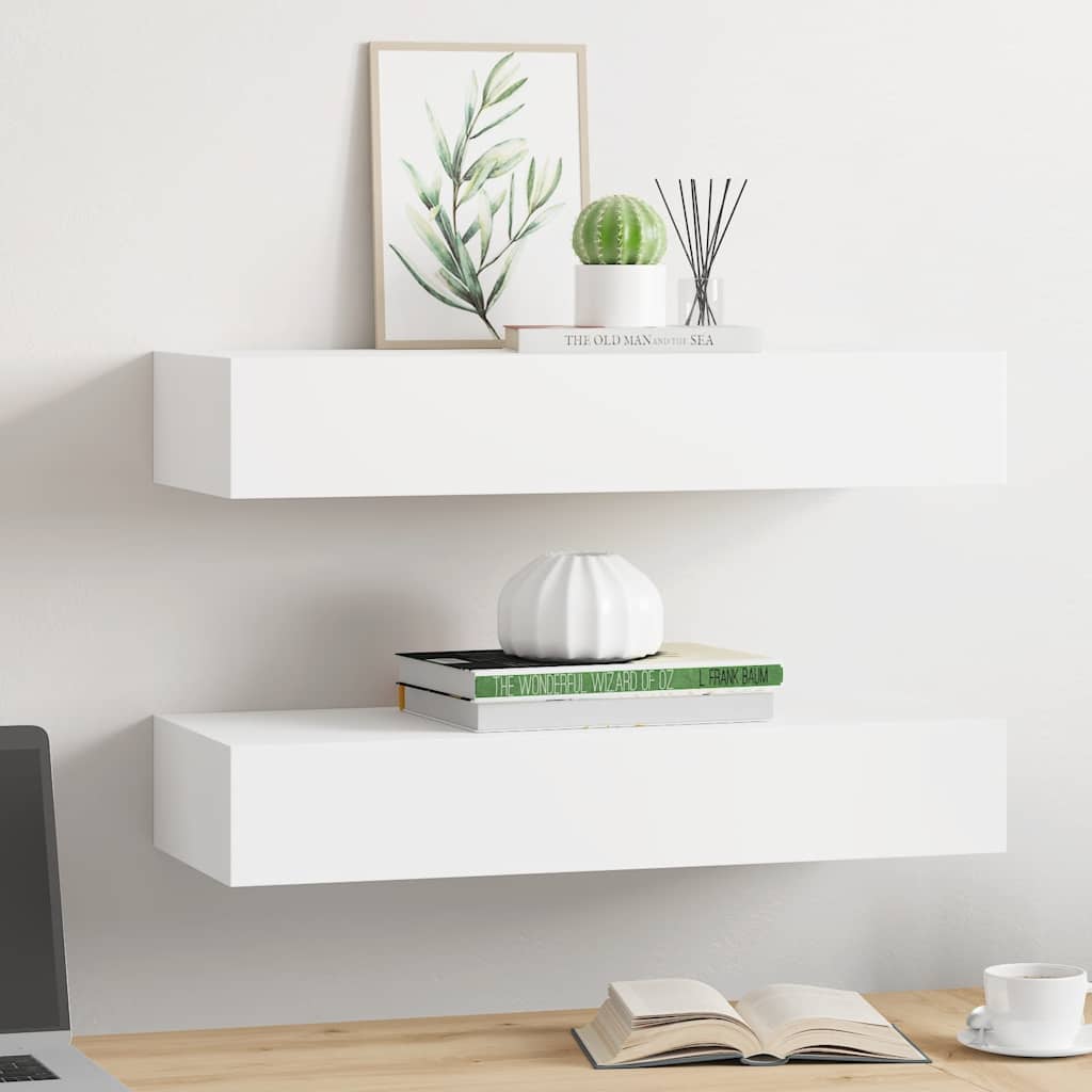 Étagères à tiroirs murales 2 pcs Blanc 60x23,5x10 cm MDF - XIOS