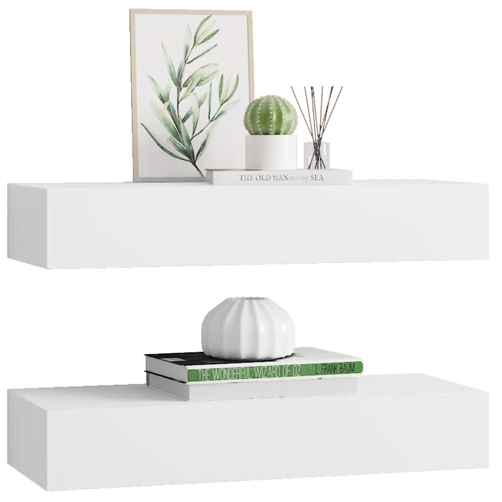 Étagères à tiroirs murales 2 pcs Blanc 60x23,5x10 cm MDF - XIOS