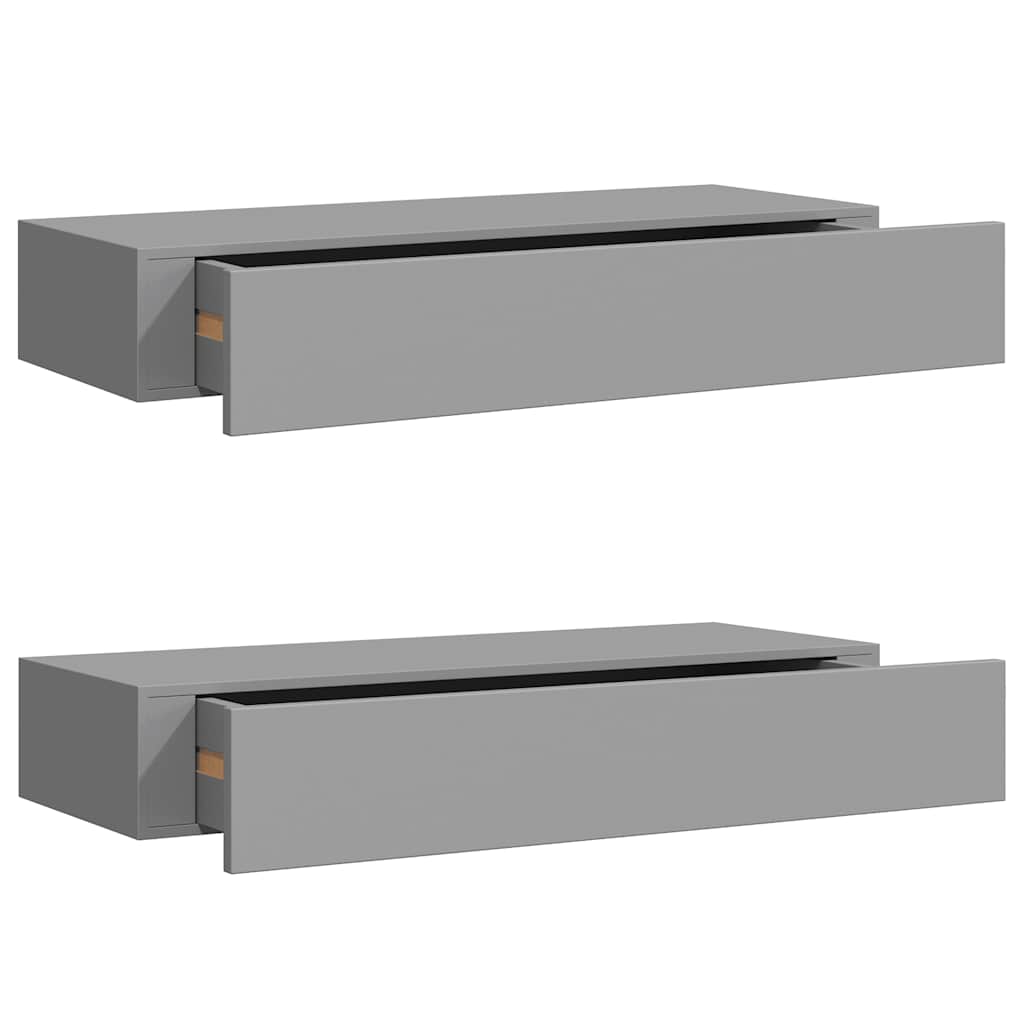 Étagères à tiroirs murales 2 pcs gris 60x23,5x10 cm MDF - XIOS