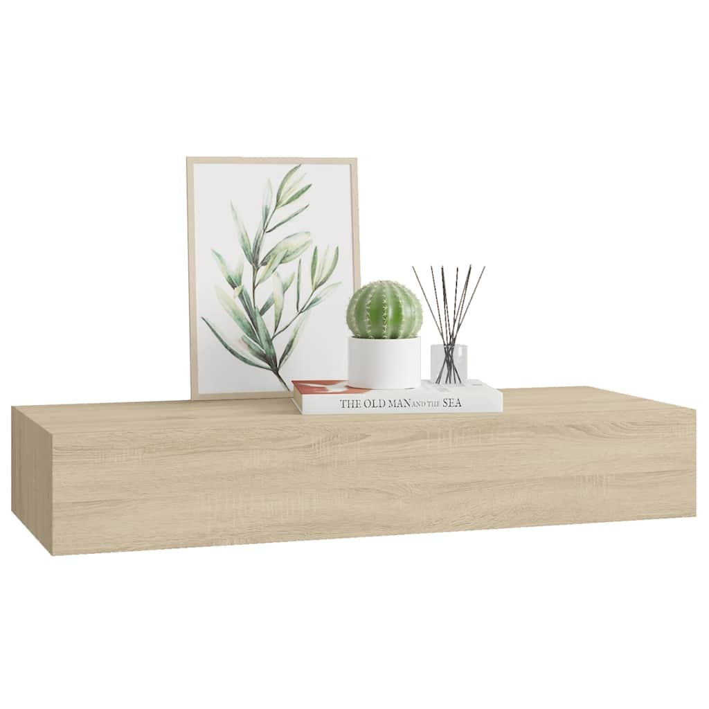 Étagère à tiroir murale chêne 60x23,5x10 cm MDF - XIOS
